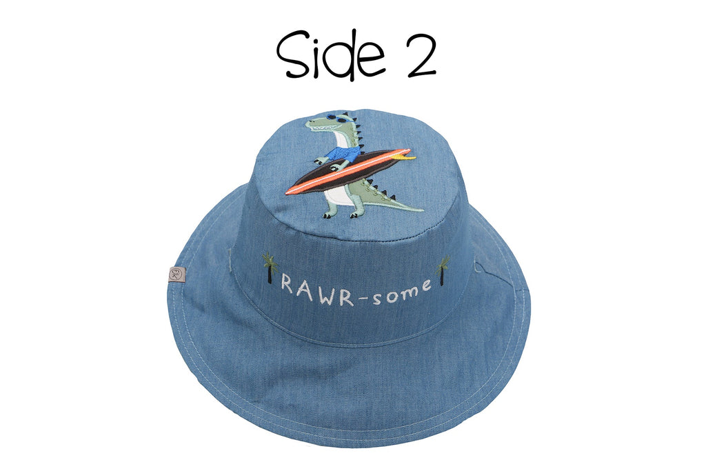 Premium Reversible Kids & Toddler Dinosaur Sun Hat - FlapJackKids